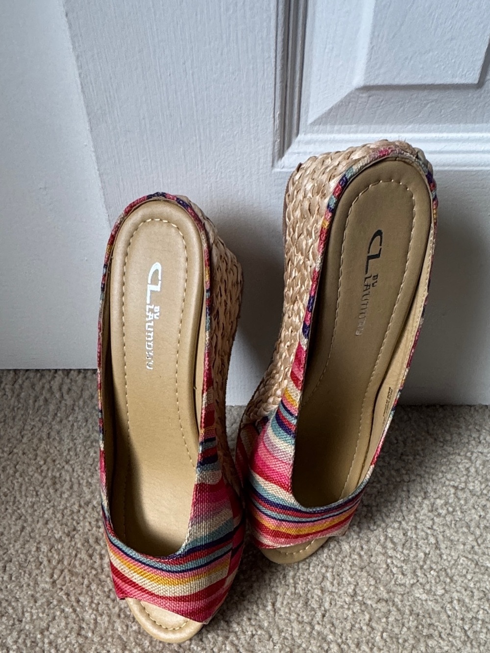 Chinese Laundry Multicolor Striped Espadrille Wedge Sandals